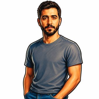 A man drawn in the arcade box art style