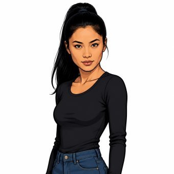 A woman drawn in the comic book style