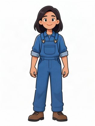 Mechanic's overalls, drawn on an invented woman