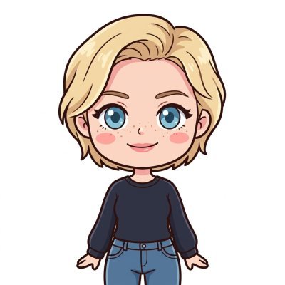 A woman drawn in the cute pastel style