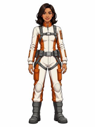 Flight suit, drawn on an invented woman