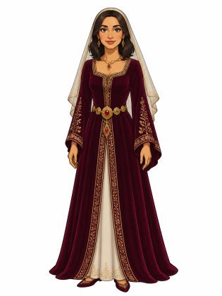 Court gown, drawn on an invented woman