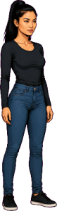 The woman above, drawn full length at the size the game draws her