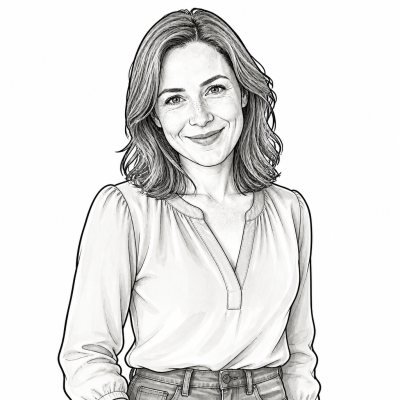 A woman drawn in the ink sketch style
