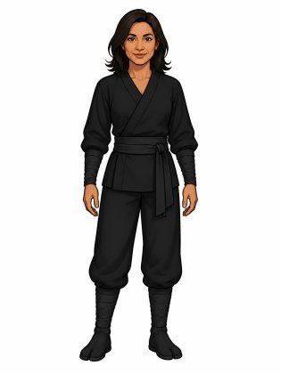Ninja gi, drawn on an invented woman