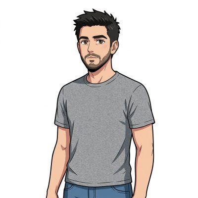 A man drawn in the anime cel style