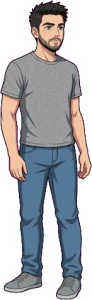 The man above, drawn full length at the size the game draws him