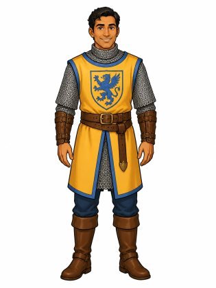 Knight's mail, drawn on an invented man