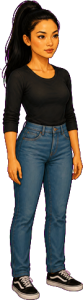 The woman above, drawn full length at the size the game draws her