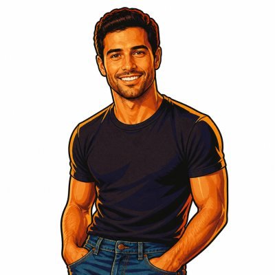 A man drawn in the retro poster style