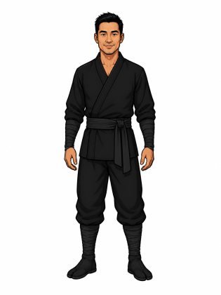 Ninja gi, drawn on an invented man