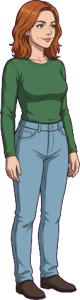 The woman above, drawn full length at the size the game draws her