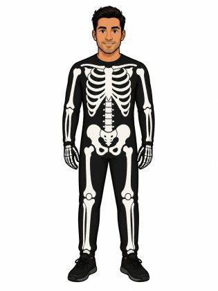 Skeleton, drawn on an invented man