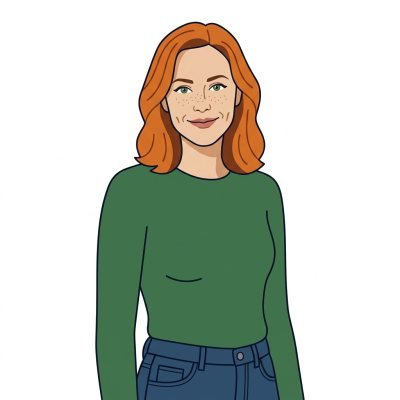 A woman drawn in the flat vector style
