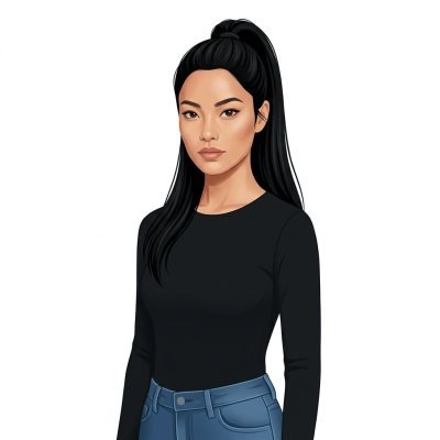 A woman drawn in the smooth vector style